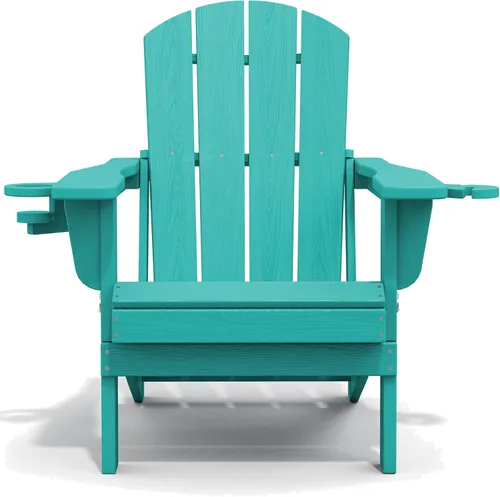 Miniatura 10 de SERWALL - Silla Adirondack con portavasos - Sillas Adirondack de composite HDPE para exteriores, uso para todo tipo de clima - Aruba Café