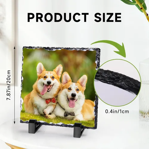 Miniatura 2 de Marco de fotos personalizado de pizarra de roca, placa de piedra personalizada para perros, regalos conmemorativos para la pérdida de perro, regalos
