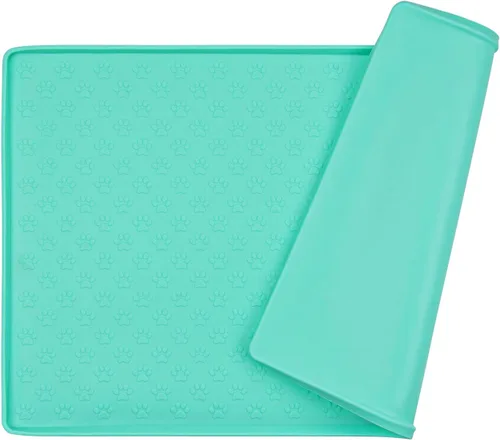 Miniatura 9 de Guardians Tapete de silicona para cuenco de perro y gato, tapete antideslizante para alimentación de mascotas, impermeable, gris, 18.5 x 11.8