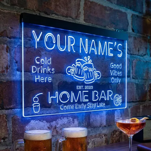 Miniatura 46 de ADVPRO Letrero de neón LED de doble color personalizado con tu nombre para bar casero de cerveza, año de establecimiento, blanco y morado, 16 x 12