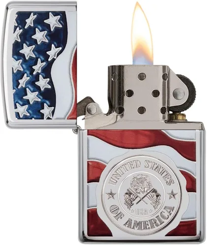 Miniatura 3 de Zippo encendedores con la bandera de EE. UU. plateado