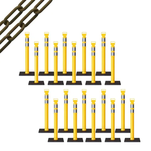 Miniatura 81 de Trafford Industrial - Juego de 20 postes de delineador de 45 pulgadas, collares reflectantes de 3 pulgadas, base de goma de 10 libras