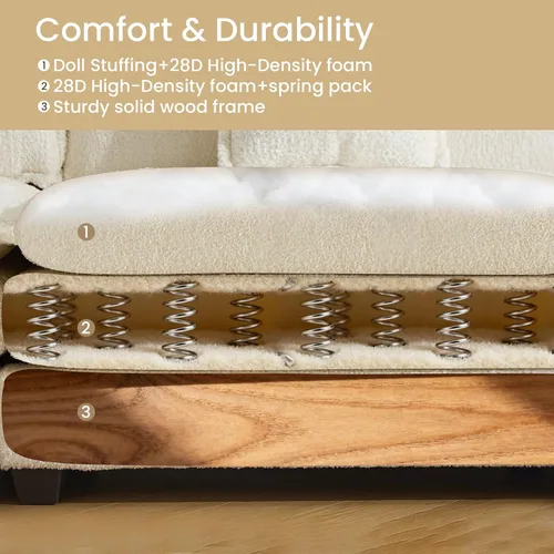 Miniatura 4 de Sofá modular de nube modular de 112 pulgadas con otomana móvil, sofás en forma de L para sala de estar, cómodo sofá de 3 plazas con funda extraíble