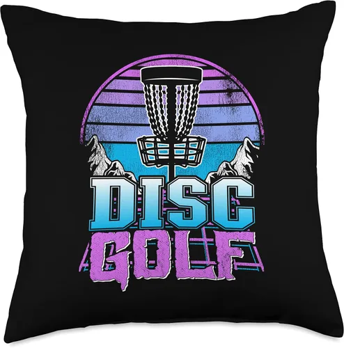 Miniatura 4 de Disc Golf Basket 90s Synthwave Sunset Retrowave Frisbee Golf Throw Pillow
