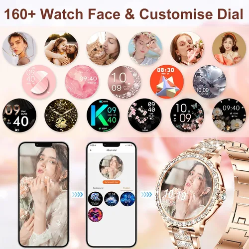 Miniatura 6 de Relojes inteligentes para mujer (respuesta/hacer llamadas), más de 120 relojes inteligentes deportivos para Android iOS, pantalla HD de 1.32