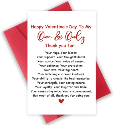OJsensai Bonita tarjeta del día de San Valentín con sobre resistente, regalos de San Valentín para novio, novia, la mejor idea de regalo de San DO 6