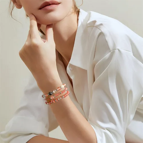 Miniatura 3 de Risyfjew Pulseras de amatista para mujer, pulsera de cuentas curativas de piedra natural, alivio del estrés y la ansiedad, cristales de sandía