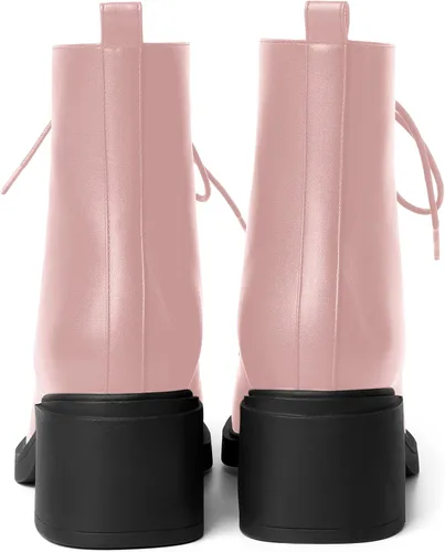 Miniatura 39 de ROSERWISH Botas altas de tacón bajo y grueso para mujer, con cordones, cómodas, modernas, con puntera redonda, de 2.5 pulgadas
