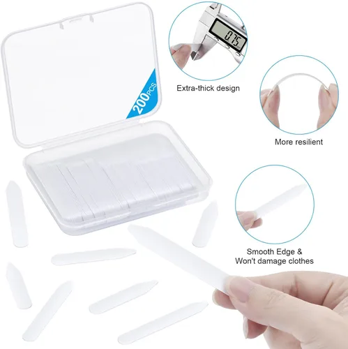 Miniatura 5 de 120 piezas de plástico para camisas de vestir de hombre más gruesas y más resistentes a la flexión, inserciones de cuello invisibles, tamaños 2