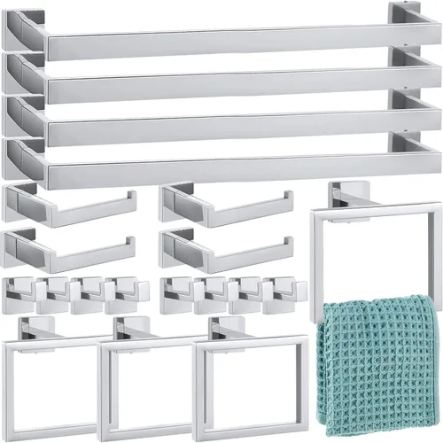 Miniatura 17 de Gisafai Juego de 15 piezas de accesorios de baño negros de 23.6 pulgadas, kit de barra de toalla de baño de acero inoxidable, toalleros, ganchos