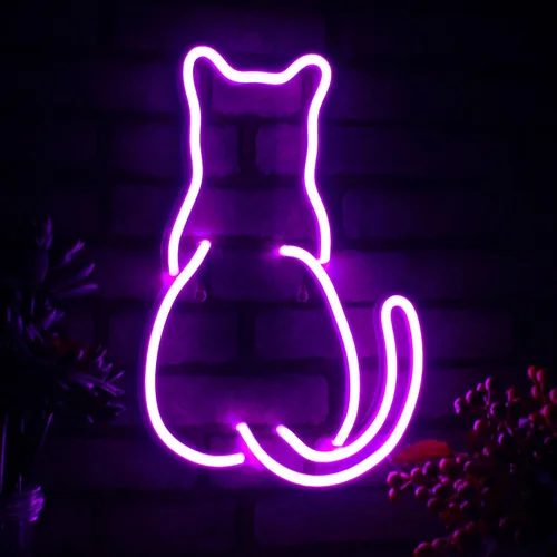 Miniatura 9 de AdvPro Gato gatito trasero mascota Flex silicona LED neón signo - azul - st16s32-fnu0023-b