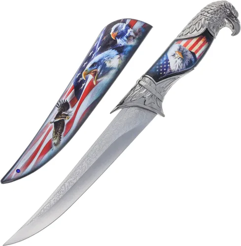 Miniatura 10 de ASR Outdoor Cuchillo de caza de coleccionistas de 13 pulgadas con vaina decorativa y mango con cabeza de animal (muchos estilos)