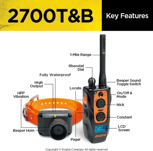 Miniatura 3 de Dogtra 2700T&B Collar electrónico de entrenamiento de perro de largo alcance de 1 milla y 1 milla y sonido de entrenamiento remoto para perros