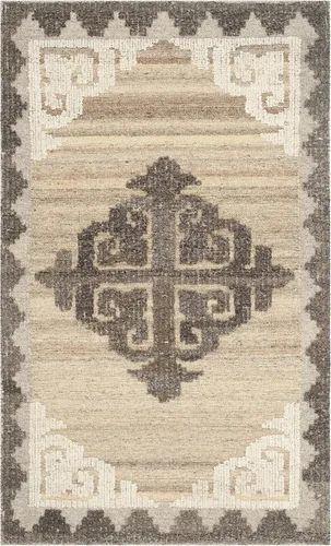 SAFAVIEH Kenya Collection - Alfombra decorativa de 3 x 5 pies, marrón y carbón, lana tribal anudada a mano, ideal para zonas de alto tráfico en