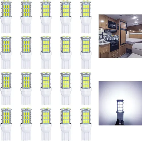 Antline Bombillas LED T10 921 194 168 de color blanco frío, paquete de 20 unidades, superbrillantes 3014 42-SMD LED de repuesto de 12 voltios para