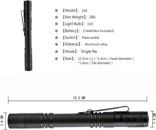 Miniatura 4 de 10 piezas mini pequeña linterna LED de mano pluma linterna linterna con clip llevó la linterna de bolsillo de la linterna para acampar al aire libre