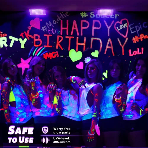Miniatura 7 de Luz LED negra de 100 W, potente foco UV, IP66, lámpara UV de 395 nm para Navidad, fiesta de Halloween (1 unidad)