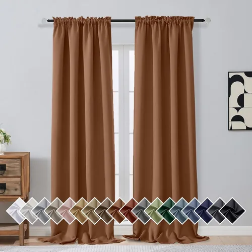Miniatura 40 de OVZME Cortinas opacas turquesa para tratamiento de ventanas pequeñas, cortinas cortas con bloqueo de luz para ventana de cocina sobre el fregadero
