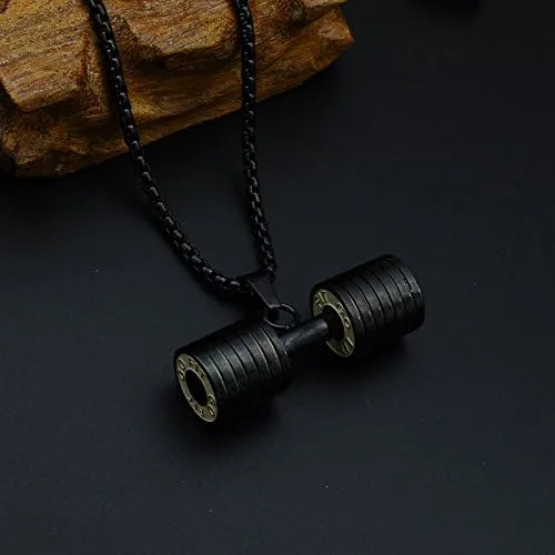 Miniatura 2 de Collar con colgante de barra para hombre, gimnasio, fitness, gimnasio, cadena con colgante para hombres y niños, incluye cadenas de 23.7 pulgadas