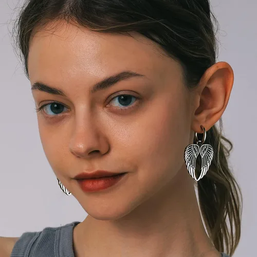 Miniatura 4 de Richsteel Hoop Earrings for Women Stainless SteelGoldBlack Plated SpiderDollarAngel Wings Fashion Jewelry