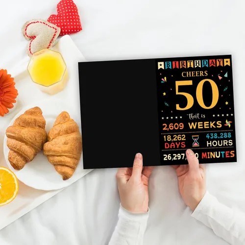Miniatura 4 de Sutjxc Tarjeta de feliz cumpleaños 50 para marido y esposa, regalos vintage de 50 cumpleaños para papá y mamá, decoraciones retro de cumpleaños
