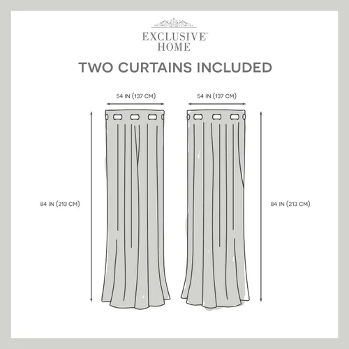 Miniatura 6 de Exclusive Home Branches - Par de paneles de cortinas de mezcla de lino con ojales, 54 x 84 pulgadas, negro