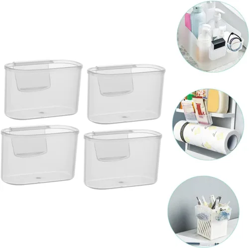 Miniatura 2 de BESTonZON Caja de 4 piezas para refrigerador de puerta lateral, caja de almacenamiento de escritorio, organizador de congelador, mini contenedores