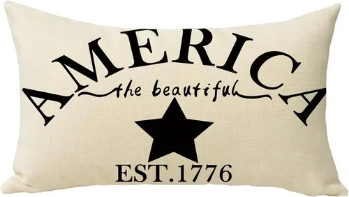 Miniatura 11 de Funda de almohada decorativa de 4 de julio de 1776 con diseño patriótico de América Est. 1776, decoración rústica del hogar, funda de cojín