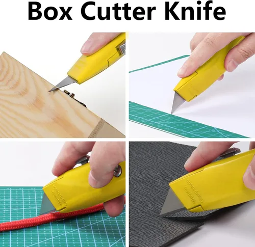 Miniatura 2 de DIYSELF Paquete de 2 cortadores retráctiles con 10 hojas de cuchillo utilitario, cuchillas afiladas de acero SK5, cortadores de caja para cartón
