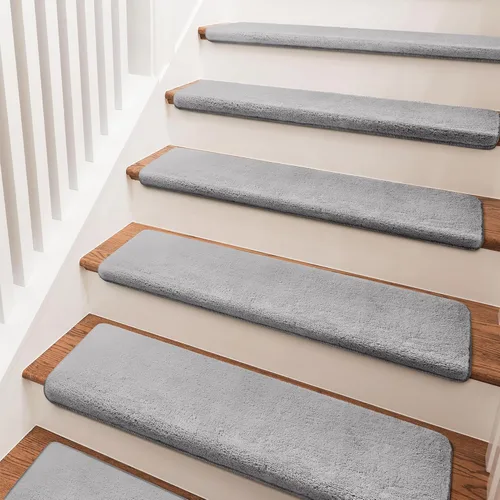 Miniatura 9 de PURE ERA Protectores de escalera para interiores, ultra felpa, suaves, para interiores, aptos para mascotas, cinta antideslizante, sin lavable