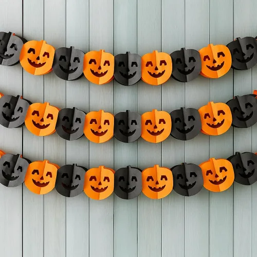 Miniatura 8 de KatchOn, Guirnalda de Halloween naranja y negra con purpurina, 10 pies, paquete de 3, banderines para decoraciones de Halloween, guirnalda
