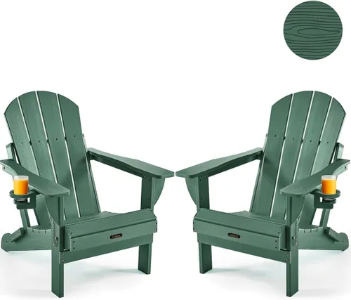 Miniatura 29 de Ciokea Silla Adirondack plegable con textura de madera, silla Adirondack para patio, resistente a la intemperie, silla de plástico para hoguera