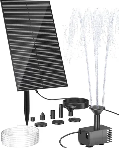 Biling Bomba solar para fuente de agua, baño solar para pájaros, al aire libre con tubo, bomba de fuente de energía solar para estanque de pájaros,