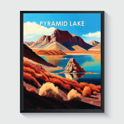Miniatura 43 de Yellowstone Lake - Póster impreso artístico, ilustración, arte de pared, decoración de paisaje retro, paisaje, obra de arte para decoración de Lago