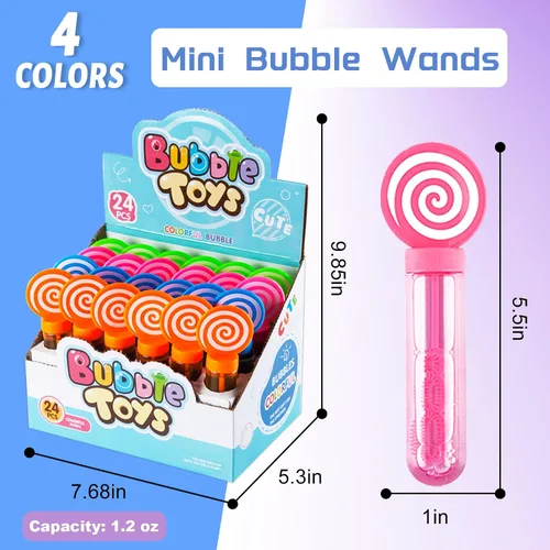 Miniatura 2 de JOYYPOP Juego de 24 mini varitas de burbujas de 4 colores para niños, regalos de fiesta de burbujas, regalos de verano para niños y niñas, fiesta