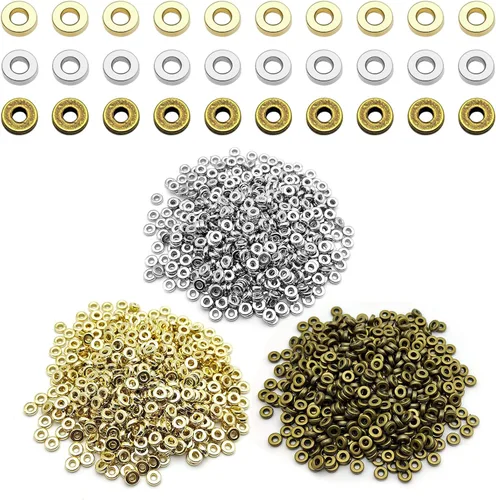Miniatura 16 de 1000 cuentas espaciadoras redondas planas para manualidades, cuentas de disco de 5 colores para hacer joyas, pulseras, collares, aretes