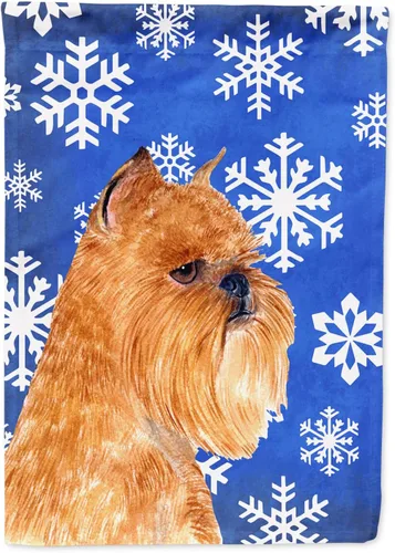 Miniatura 80 de Caroline's Treasures SC9374GF Bulldog English Snow flakes Holiday Garden Flag Buzón Bandera decorativa para patio exterior, patio, obras de arte