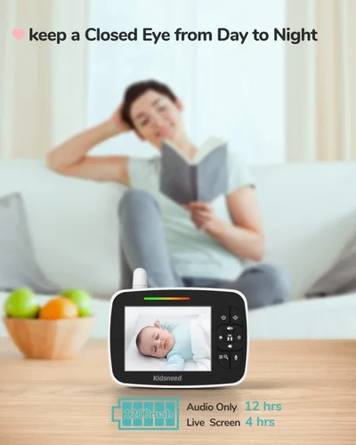 Miniatura 7 de Monitor de bebé – Monitor de bebé de 3.5 pulgadas con cámara y audio, panorámica remota/inclinación/zoom, batería de 1200 mAh