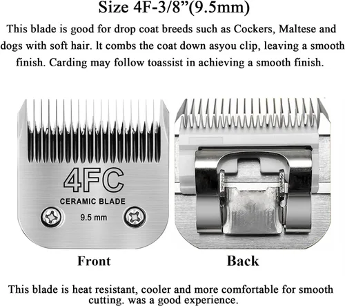 Miniatura 2 de Professional #4FC Ceramic Detachable Clipper Blade, 3/8" (9.5mm) Finish Cut Replacement Blade, Stay Cool & Sharp Technology, Compatible with Andis