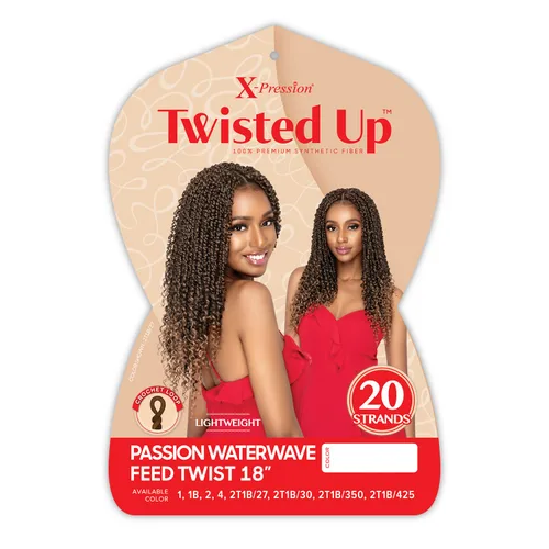 Miniatura 5 de Outre X-Pression Twisted Up Passion Waterwave Feed Twist - Trenzas de ganchillo de 18 pulgadas (2T1B/350)
