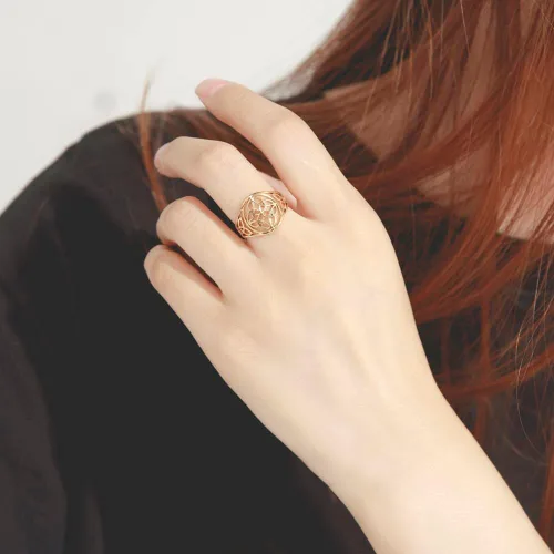 Miniatura 10 de TEAMER Anillo de nudo de brujas, amuleto celta de acero inoxidable, joyería vintage para mujer
