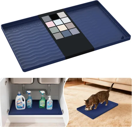 Miniatura 49 de URMONA Tapete de silicona impermeable para debajo del fregadero, 34 x 22 pulgadas, forro para estante de cocina y baño, protector de gabinetes