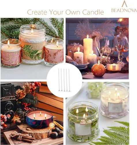 Miniatura 4 de BEADNOVA Mechas de velas de 8 pulgadas, 150 piezas de mechas de algodón grandes para velas de cera de soja