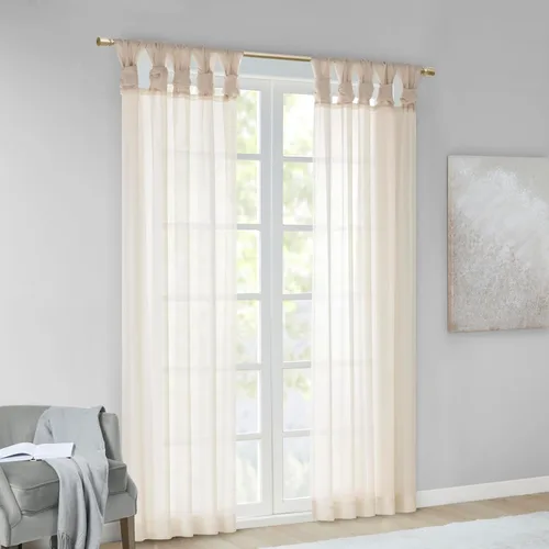 Madison Park Ceres - Cortina transparente con pestaña torcida, par de paneles, tratamiento ligero de ventana, privacidad de gasa, cortina filtrante