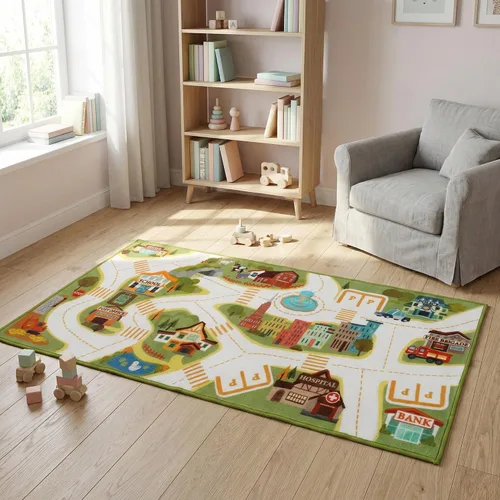 Miniatura 4 de Alfombra de juego para niños con bolsa de almacenamiento, grande de 55 x 26 pulgadas, alfombra de juego de actividades para jugar en el suelo