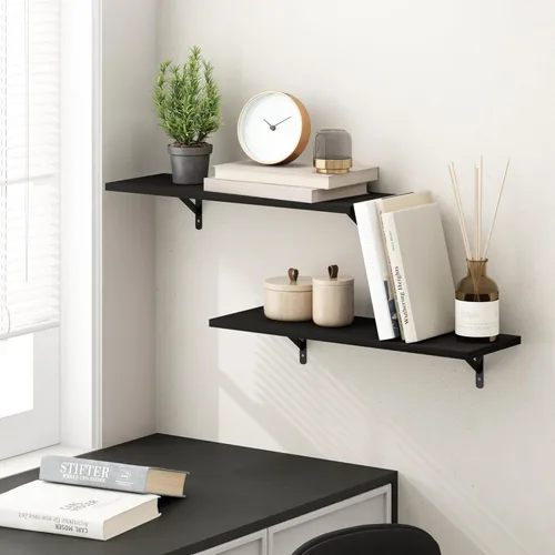 Miniatura 7 de Furinno Rossi - Estantería flotante de pared entrelazada, 4 unidades, color espresso