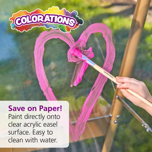 Miniatura 11 de Colorations Caballete de panel acrílico de 3 vías para interiores y exteriores, juego al aire libre, dibujo, caballete ajustable, pintura