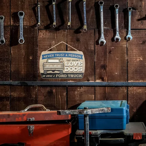 Miniatura 5 de Letrero de Ford Truck – Nunca confíes en una persona que no ama a los perros o conduce un Ford – Decoración de pared divertida