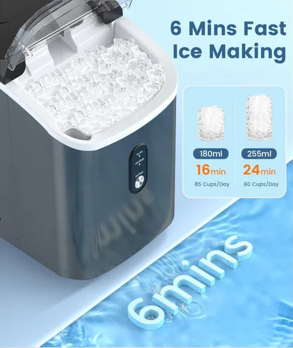 Miniatura 3 de Antarctic Star Máquina de hielo para encimera con hielo de pellets masticable suave, 34 libras/24 horas, operación con un solo clic, máquina
