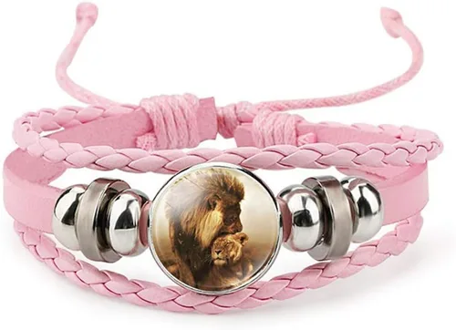Miniatura 9 de Pulsera ajustable de cuero trenzado de león, pulseras de abalorios, gran regalo para mujer
